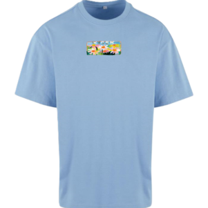 T-SHIRT FLOWERS - BLEU CIEL